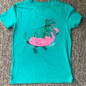 Dinosaur Tshirt with flamingo floatie
